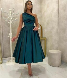 Runway Dresses Simple Satin Prom One Shoulder Length Short A-Line Evening Dress Party Gowns Robe de Mariage