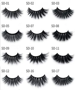 3D Mink False Eyelash 100 Real Siberian Full Strip Fake Eyelash Long individuella mjuka naturliga tjocka fransar Förlängning 17stylar8408286