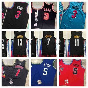 Retro Authentic Ed Basketball Jerseys 5 Jason 7 Kevin Kidd Durant 11 Kyrie 13 James Irving Harden 3 Dwyane 15 Vince Wade Carter