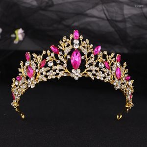 Fermagli per capelli barocco vintage colore oro cristallo cuore diademi da sposa corona strass spettacolo diadema sposa fasce accessori da sposa