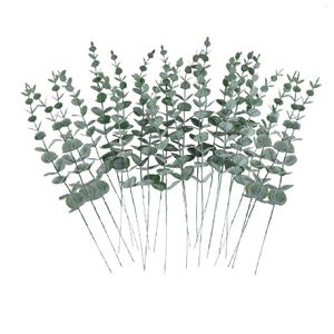 Decorative Flowers 24Pcs Artificial Leaves Long Stems Plants Flower Latex Real Bridal Wedding Bouquet Hydrangea Silk