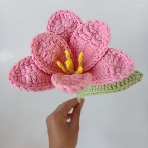 Decorative Flowers Valentine's Gift Finished Tulips Bouquet Crochet Fake Hand-Knitted Handmade Home Table Decorate For Wedding