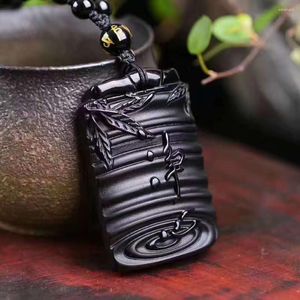 Pendant Necklaces Natural Black Obsidian Carved JINGXIN Men's Jewelry Women's With Chain