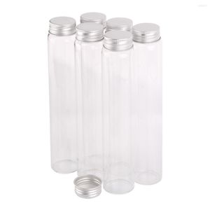 Storage Bottles 6 Pieces 150ml Size 37x180mm Transparent Glass With Aluminum Lids Jars Vials For Wedding Favors