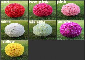 30 cm12quot Ny konstgjord kryptering Rose Silk Flower Kissing Balls Hanging Ball Christmas Ornament Wedding Party Decorations7418948