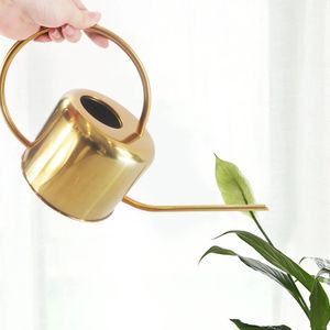 Sprutor Garden Watering Can Golden Stainless Steel 1300 ml Liten vattenflaska med handtag för vattning kan plantera blomma europeiska 231122