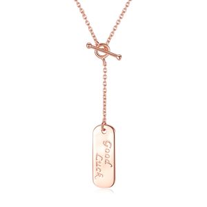 Lycka till brevhänge med S925 Sterling Silver Rose Gold Necklace Fashion Women Utsökt krage kedja bröllopsfest smycken valentins dag födelsedagspresent SPC