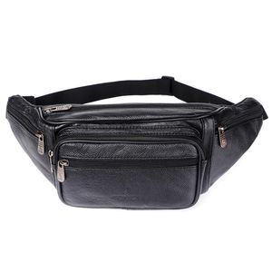 Waist Bags Genuine Leather Waist Bag men Waist Pack Funny Pack Belt Bag Men Chain Waist Bag For Phone Pouch Bolso ZZNICK 230422