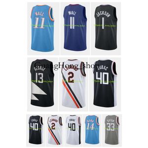 GH Custom Basketball John 11 Wall 2 Leonard Paul 13 George Terance 14 Mann Reggie 1 Jackson Ivica Zubac Clipper Jersey Nicolas Batum