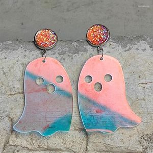 Dangle Earrings Halloween Mirror Laser Ghost Flash Powder Glite Acrylic Stainless Steel Cross Border S