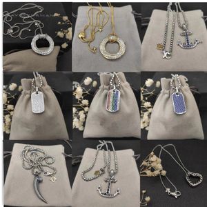 Dy Designer mit Box Männer Frauen Stil Anhänger Halsketten Klassischer Diamant Vintage Schiffsankerform Perlenkette Länge 45 cm-90 cm Schmuck Weihnachtsgeschenke