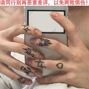 Temporary Tattoos Waterproof Tattoo Sticker Flame Love Heart Flower Star Selfie Body Art Fake Tatto Flash Tatoo on finger for Men Women 230422