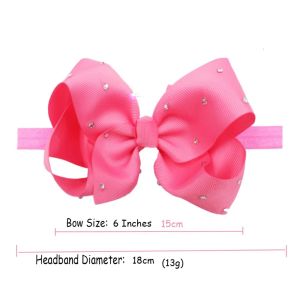 6 Inches Large Big Hair Bows with Sparkly Rhinestones Hair Bow Fashion New Soft Elastic Headbands Hair Accessories for Baby Girls 12 LL