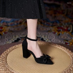 Сандалии, маленький размер 31–43, черные туфли, женские летние женские туфли на высоком каблуке, на массивном полом каблуке с бантом