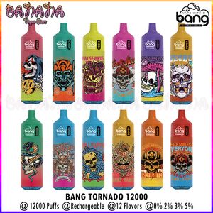 Bang Box Puff 12k Effirettes Tornado 12000 Puffs Duże waporyzatory jednorazowe Vape Cewki Światła LED LED Bateria 0% 2% 3% 5%