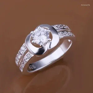 Cluster Rings Wedding Nice Gift R163 Fashion Jewelry Silver Color Finger For Women Charms Beautiful Inlaid Apple-shaped Ring