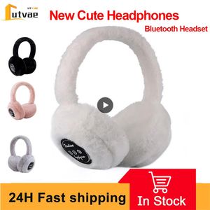 Ear Muffs Zimowe słuchawki zewnętrzne bezprzewodowe ciepłe urocze słuchawki dla mężczyzn Kobiet Muzyka Pluszowe słuchawki USB 2023 Girl Dift 231123