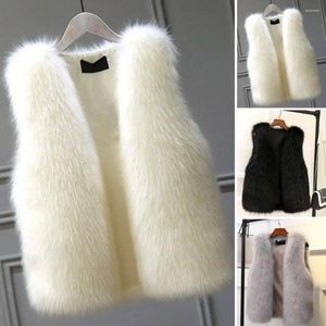 Gilet da donna Gilet accogliente Gilet invernale elegante in pelliccia sintetica Soffice cardigan senza maniche resistente al freddo