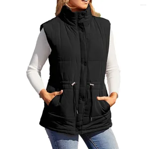 Coletes femininos inverno colete zip up colete jaquetas gola corpo mais quente acolchoado sem mangas casacos senhora gilet outwear