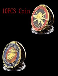 10st konst och hantverk US Marine Corps Military Challenge Coin Force Recon USMC Gold Plated Badge Collection1757074