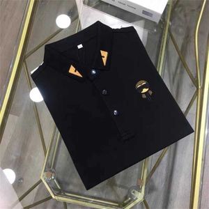 36% OFF Spring/Summer Europe Station Silky Pearl Shirt Men's Little Monster Eyes Old Embroidered Polo T-shirt