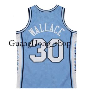 Gh Mitch Ness University of North Carolina #30 Rasheed Wallace Road Jersey Light Blue Throwback Size S-XXXL