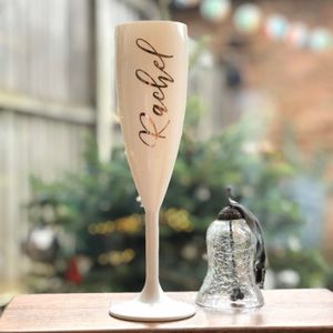 Andra evenemangsfestleveranser Personlig Champagne Flute White Prosecco Glass Custom Bridesmaid Wine Cup Acrylic Goblet Bride Holiday Gifts till hennes 230422