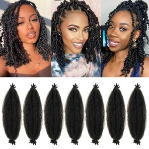 Capelli ricci afro elastici neri da 16 pollici Estensione sintetica pre-separata dei capelli ricci all'uncinetto Capelli twist a molla per le donne