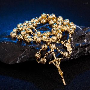 Łańcuchy krzyżowe krucyfiks Jezus Christian Virgin Mary Piece wisieant złoty kolor stopu mężczyzn łańcuch katolicki dar biżuterii hurtowo