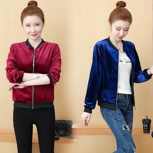 Jaquetas femininas Tingyili Woman Retro Velvet Casaco Casaco Primavera Autumn Manga Longa Coreana Escola Curta Meninas Meninas pretas azuis Vermelho