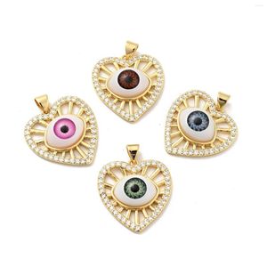 Pendant Necklaces 10Pcs Heart Brass Micro Pave Clear Cubic Zirconia Charms For DIY Handmade Necklace Earring Jewelry Making Supplies