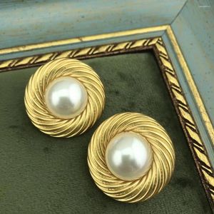 Stud Earrings Fashion Classic Big 3.5cm Elegant High-end 24K Gold Electroplated For Women