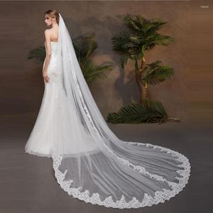 Bridal Veils NZUK One Layer Wedding Veil Cathedral Soft Tulle Lace 3 M With Comb White Ivory For Bride Velos De Novia