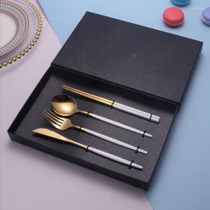 Dinnerware Sets Nordic Luxury Cutlery Set Portable Stainless Steel Travel Rose Gold Steak Vajilla Completa Kitchen Tableware