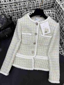 Women's Wool Blends Designer Autumn and Winter New Celebrity Style French Elegant Temperament Reduced Age midja Tweed Coat 56p1