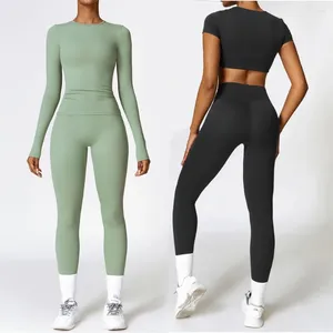 Women's Two Piece Pants QYJNG Gym Set Tracksuit Long Sleeve Training Suit For Fitness Yoga Wear Workout Clothing Ladies Sport Outfit Black