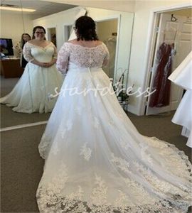 Elegant Plus Big Size Wedding Dress With Sleeves Sexy V Neck Lace Farm Garden Bride Dress Tulle Appliques Rustic Country Garden Vestidos De Novia Robe De Mariage 2024