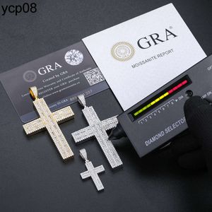 Jóias de grife de jóias de jóias de luxo jóias masculinas Hip Hop 925 Sterling Silver S925 VVS Baguete Moissanite Diamond Iced Out Cross Pingnder