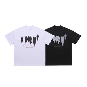 Männer und Frauen T-ShirtsLawFoo Frühling/Sommer China-Chic Marke American Floating Shadow Direct Jet Printing Halbhoher Kragen Loose Edition Paar T-Shirt Mode