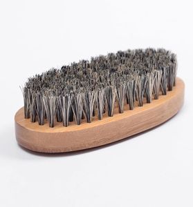 Epacket Boar Hair Bristle Beard Mustache Brush Military Hard Round Wood Handle Antistatic Peach Comb Hairdressing Tool for Men7863596