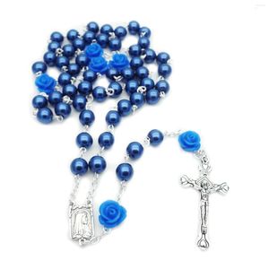 Kedjor Kvinnor Män katolska pärlor Cross Crucifix Jewelry Collection Religious Gift Antik bönkedja Medalj Jesus Rosary Halsband Heliga