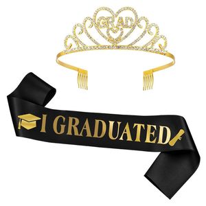 Other Event Party Supplies Graduated Satin Sash Glitter Crown for Graduation Decoration Balloons Po Booth Props Bachelor 230422