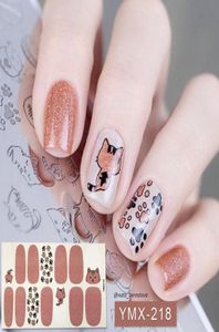 Lamemoria 14 punte adesivi per smalto completo adesivi per unghie simpatici animali modello autoadesivo decalcomanie per nail art strisce manicure intera3651824