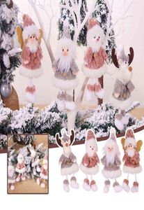 Christmas Plush Santa Snowman Elk Bear Angel Dolls Xmas Navidad Tree Ornaments Christmas Decorations for Home 2022 New Year Gift Y6580048