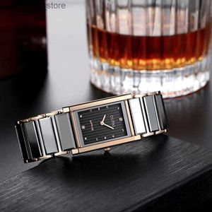 Wristwatches 2021 New Arrival Tungsten Square Watch Men Rectangle Swiss Ronda Quartz Movement Ultra Thin 7mm Business Watch Industry DesignQ231123