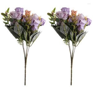 Dekorativa blommor konstgjorda 2st falska pion silk hortensia blommor bukett arrangemang bord mittpieces