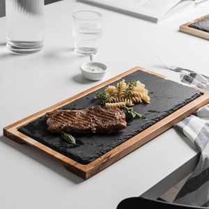 Plates Rectangle Safe Hard Structure Snack Plate Solid Wood Steak Grade Kitchen Tools