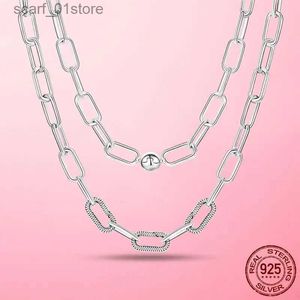 Pendant Necklaces Lock Necklace for Women 925 Silver Twist Me Clasp Chunky Thick Lock Choker Chain Necklaces Jewelry Jewellery CollarL231123