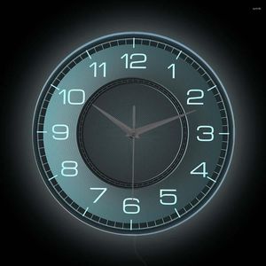 Zegary ścienne duże do odczytania czarnego świetlistego zegara do salonu Nowoczesny design LED blask w ciemnej nocnej lampie