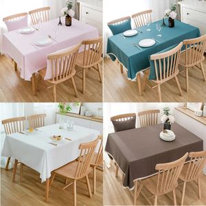 Table Cloth Solid Color Rectangular Cotton And Linen Tablecloth Desk Restaurant 231122